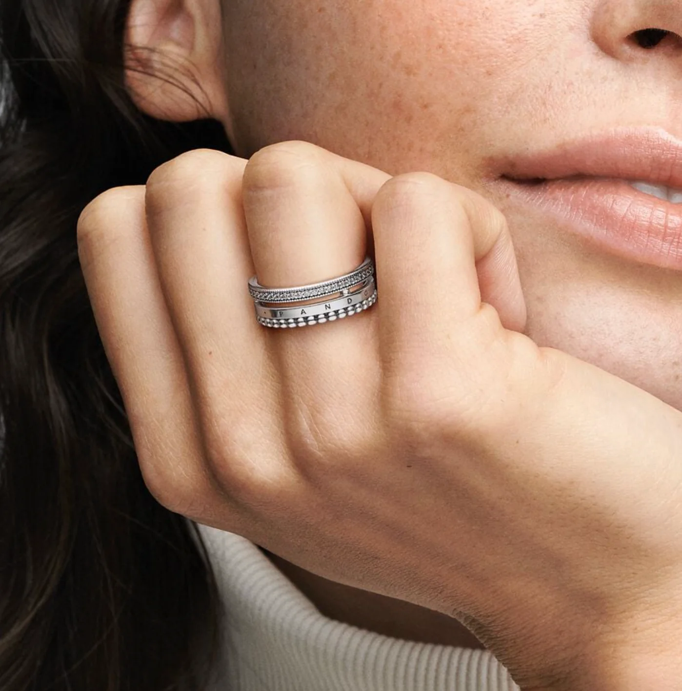 Pandora Logo Pavé & Beads Ring - Image 3