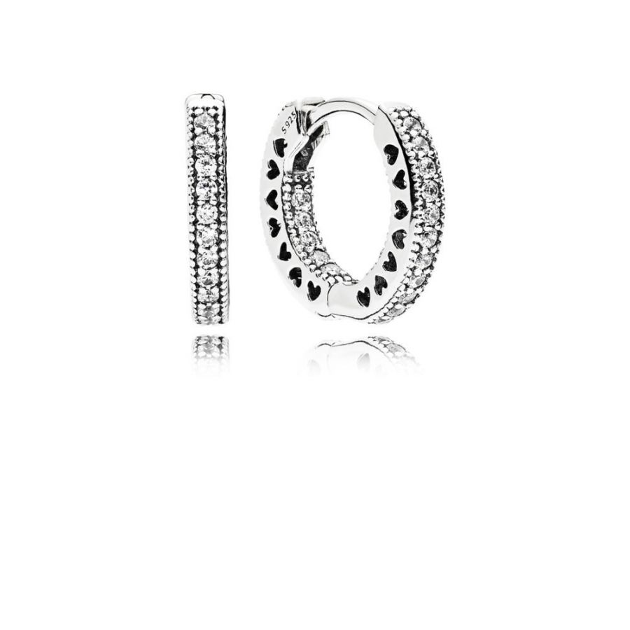 Pandora Pavé Heart Hoop Earrings