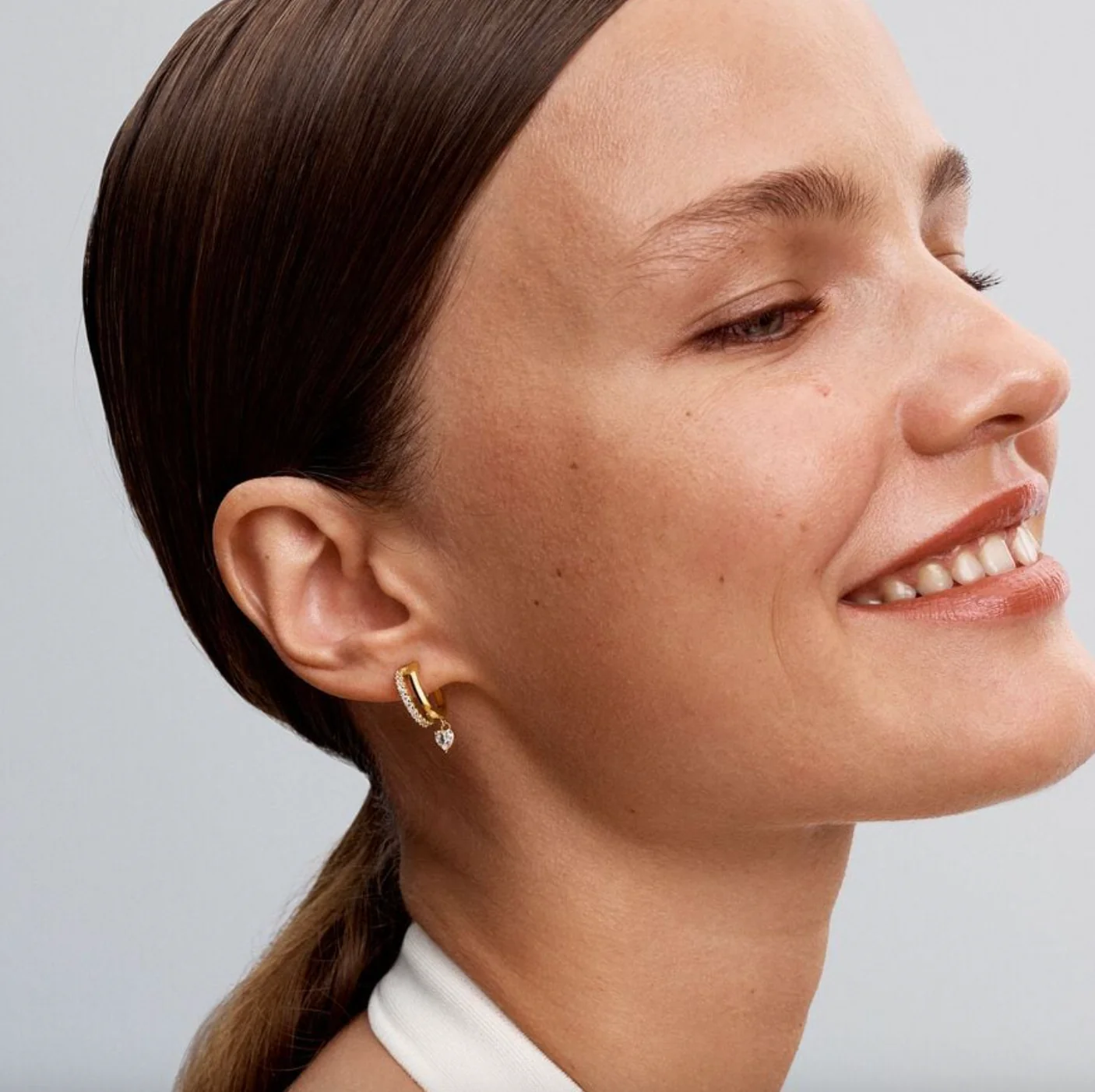 Pandora Dangling Heart Hoop Earrings - Image 3