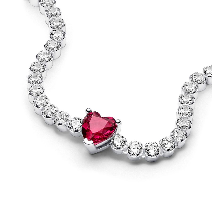 Pandora Red Sparkling Heart Tennis Bracelet - Image 4