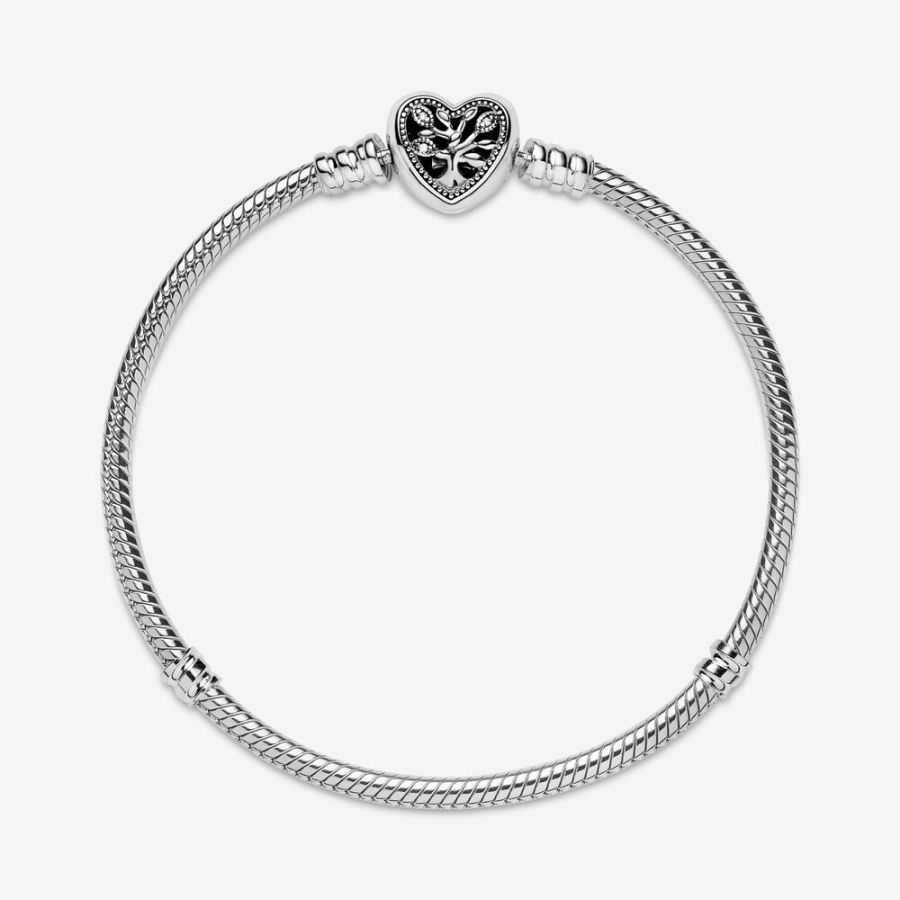 Pandora Family Tree Heart Clasp Snake Chain Bracelet - Image 4