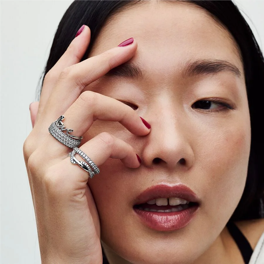 Pandora Sparkling Intertwined Wave Ring - Image 3