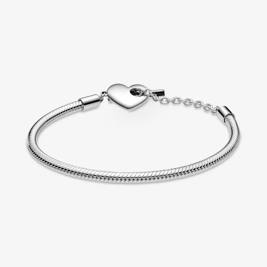 Pandora Heart T-Bar Snake Chain Bracelet - Image 4