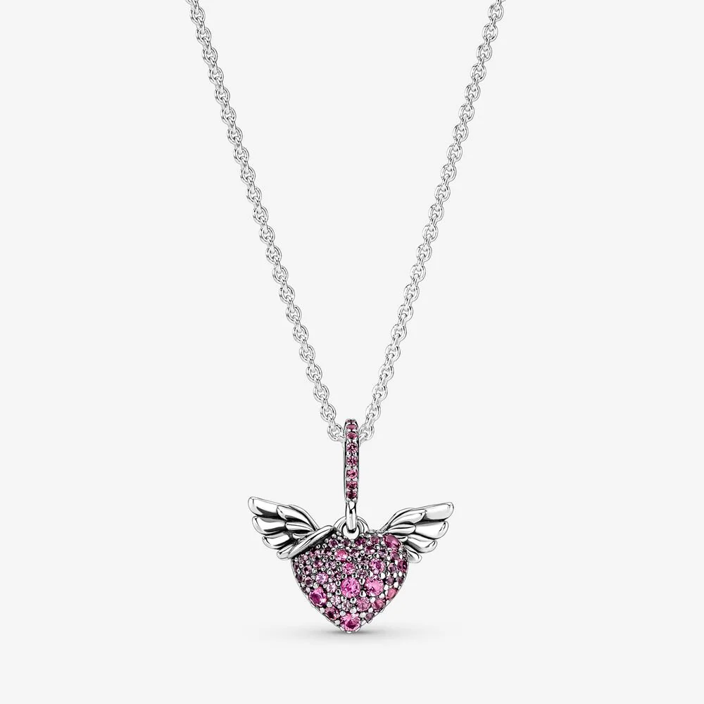 Pandora Pavé Heart & Angel Wings Necklace
