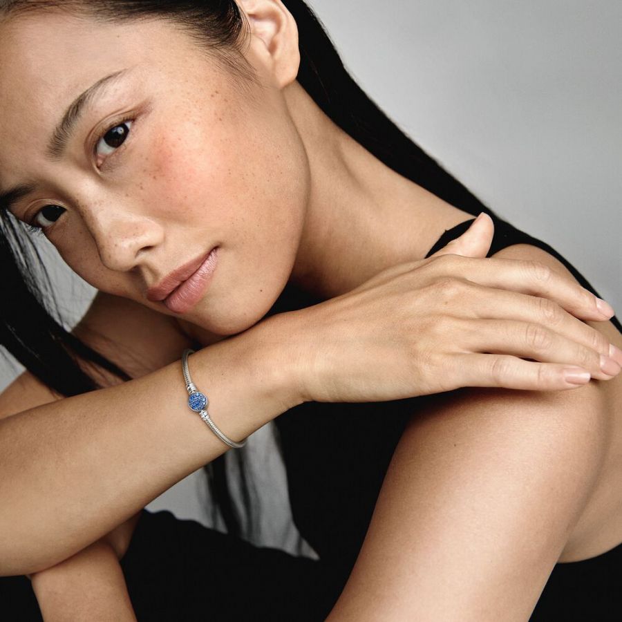 Pandora Sparkling Blue Snake Chain Bracelet - Image 3