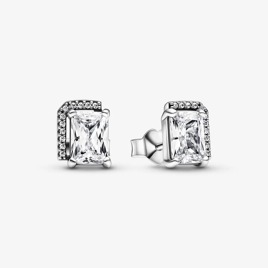 Pandora Rectangular Sparkling Halo Stud Earrings