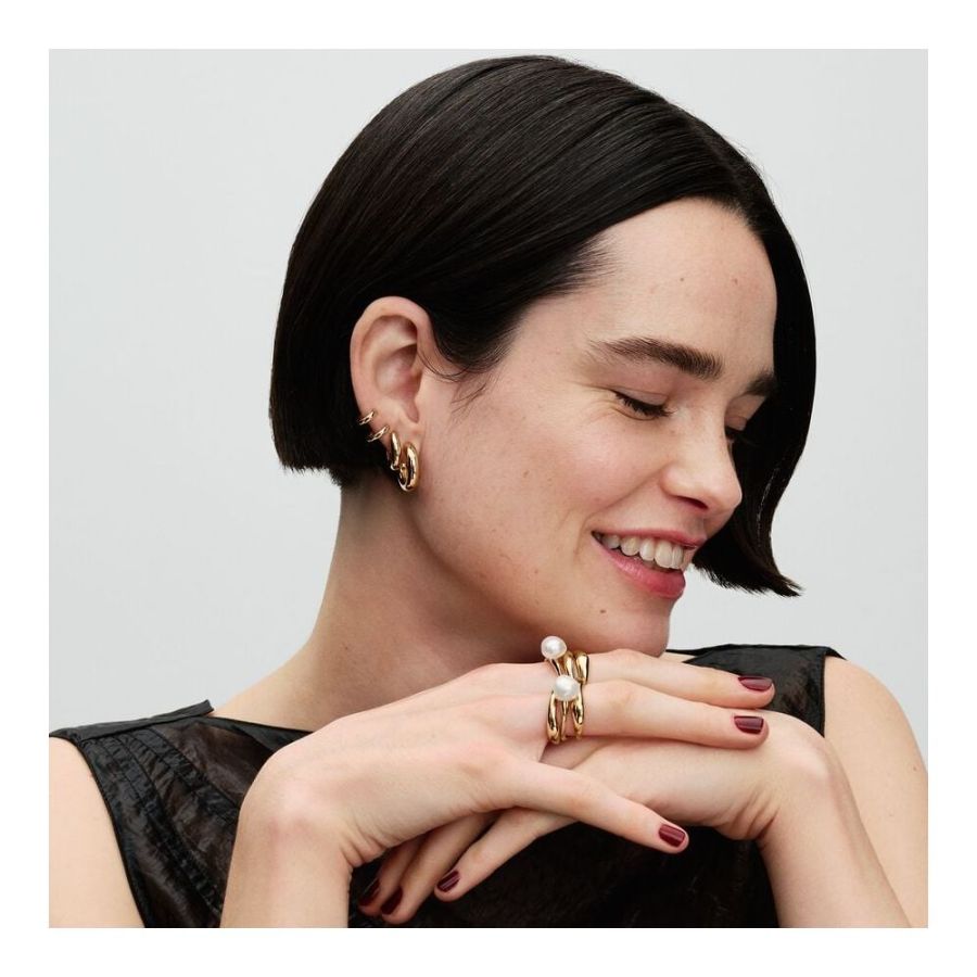 Pandora Double Huggie Hoop Earrings - Image 4