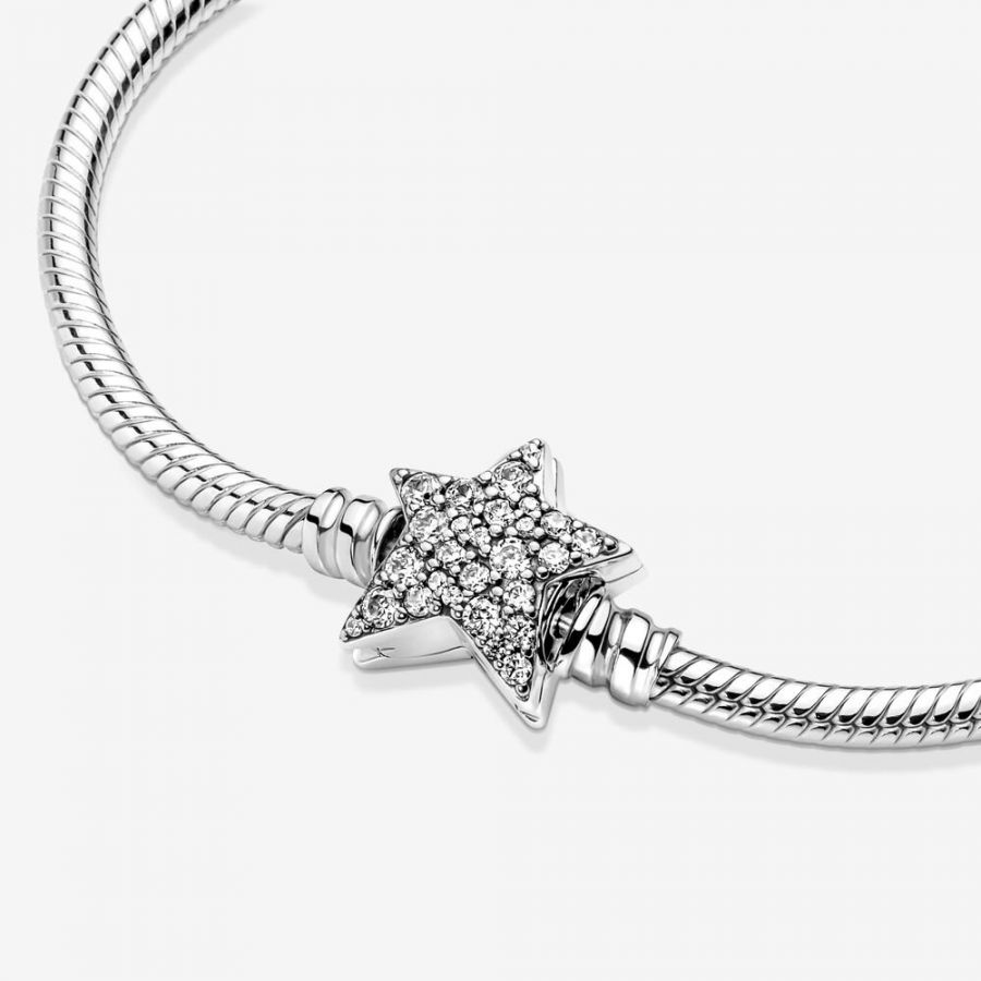 Pandora Asymmetric Star Clasp Snake Chain Bracelet - Image 5