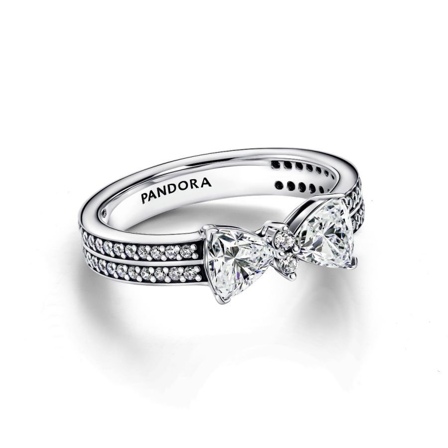 Pandora Sparkling Bow Double-Row Ring - Image 4