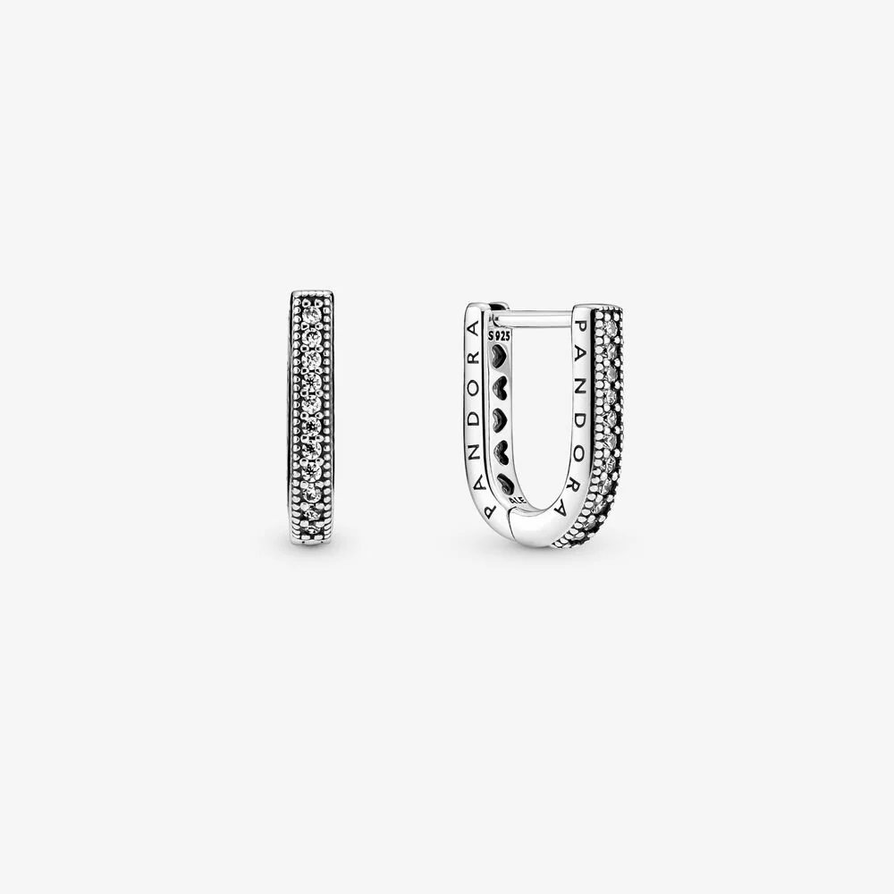 Pandora U-shaped Hoop Earrings, Clear CZ