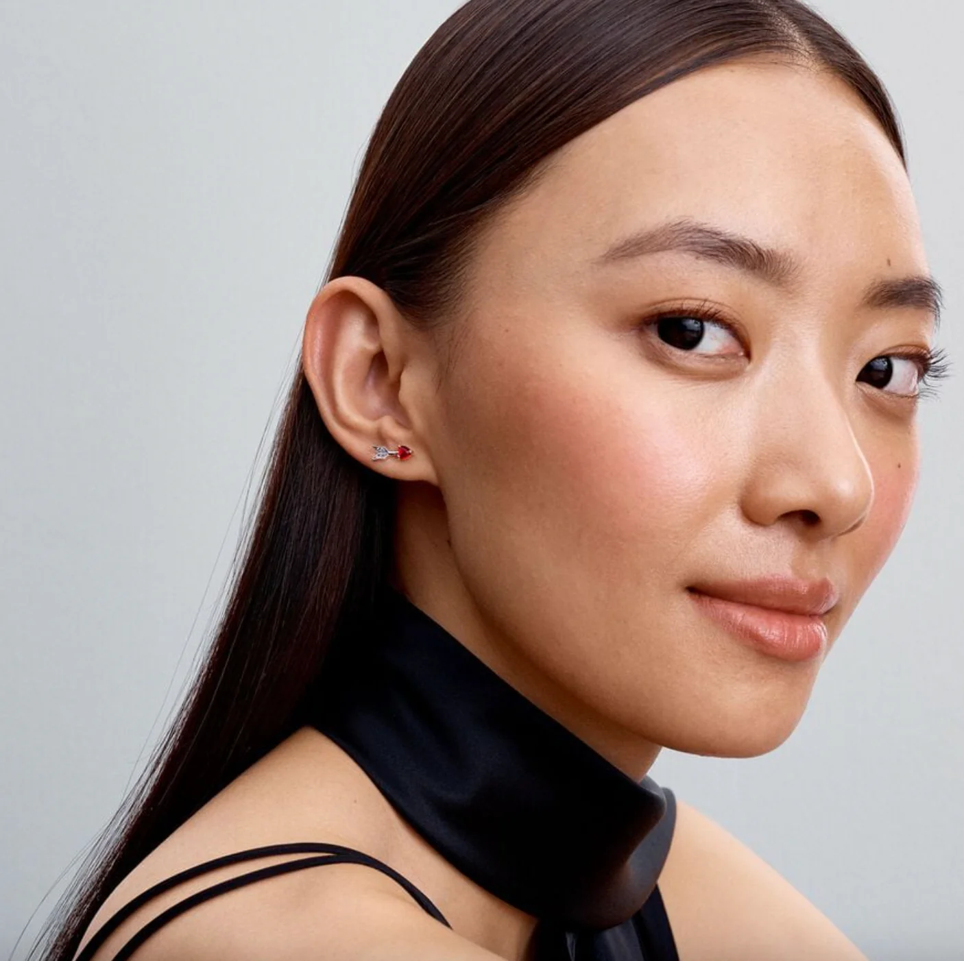 Pandora Arrow & Murano Glass Heart Stud Earrings - Image 3