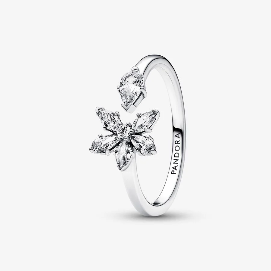 Pandora Sparkling Herbarium Cluster Open Ring