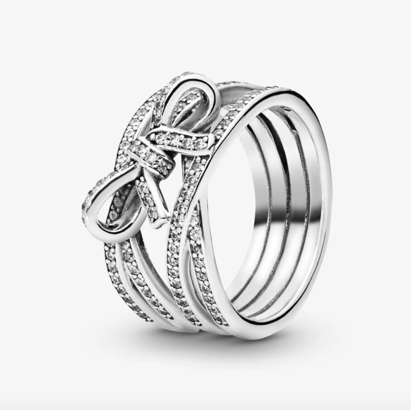 Pandora Sparkling Ribbon and Bow Ring