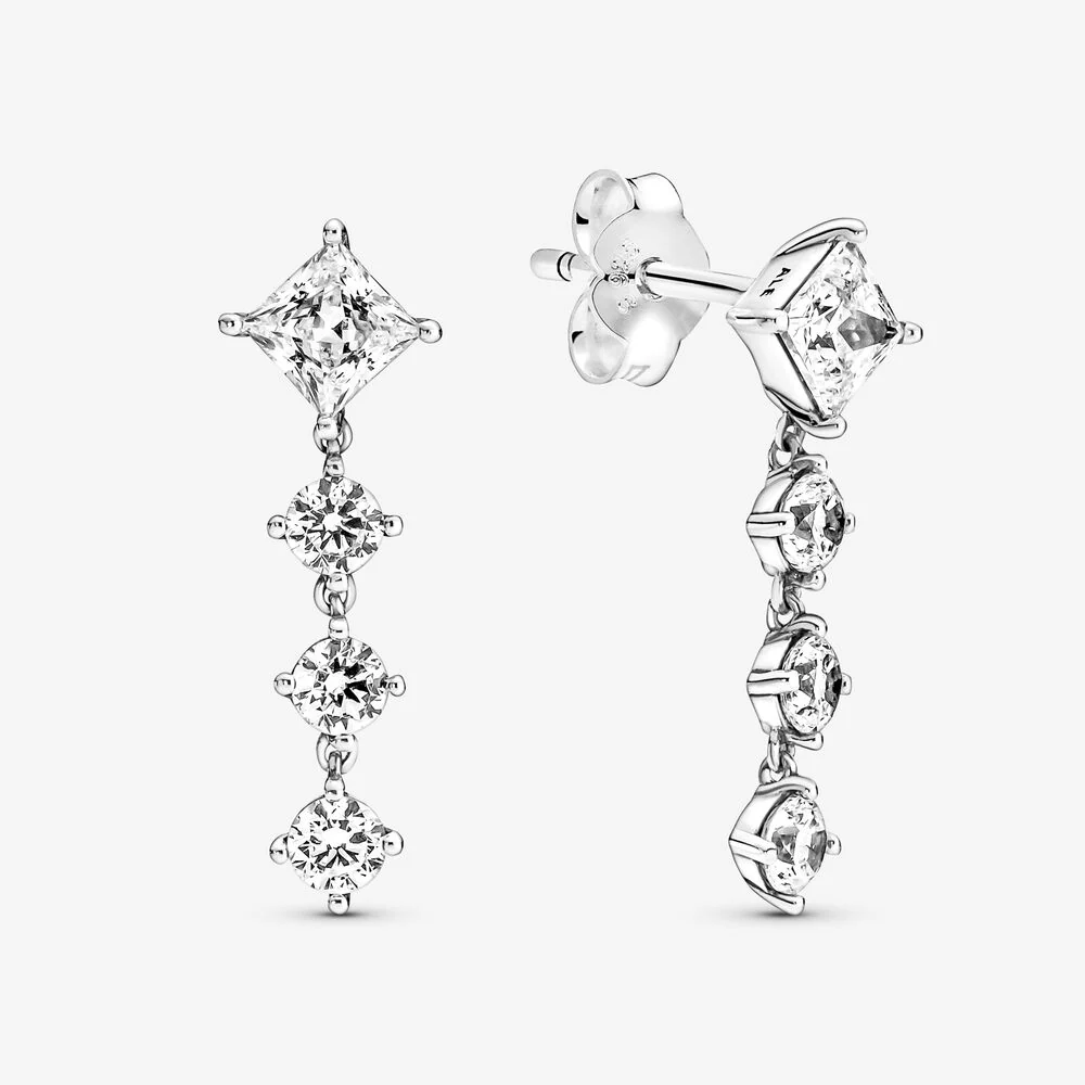 Pandora Sparkling Round & Square Drop Earrings