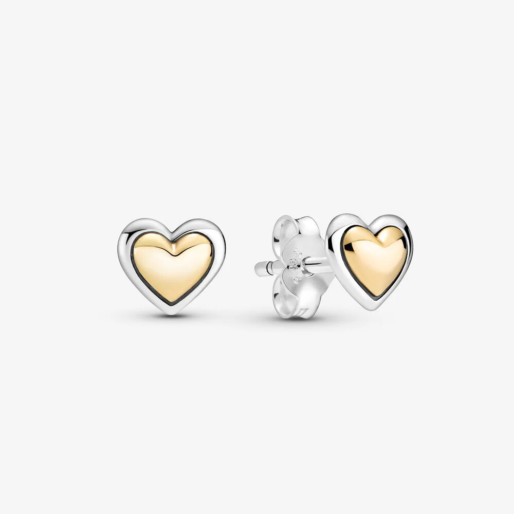 Pandora Domed Golden Heart Stud Earrings