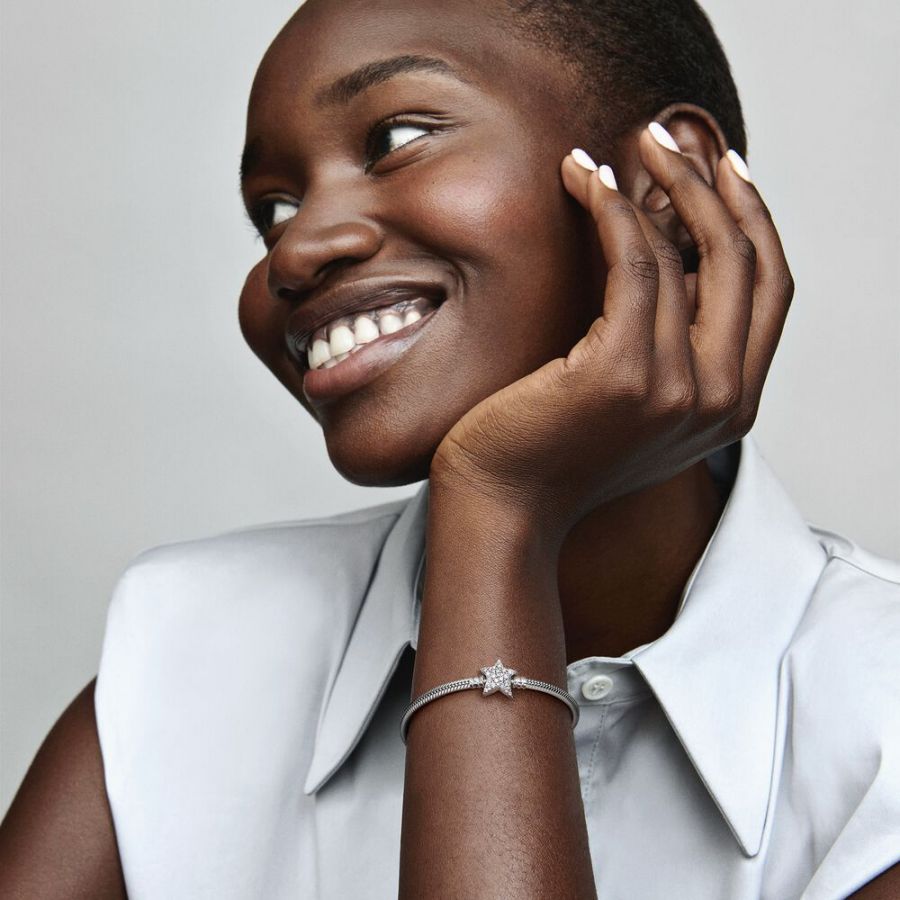 Pandora Asymmetric Star Clasp Snake Chain Bracelet - Image 6