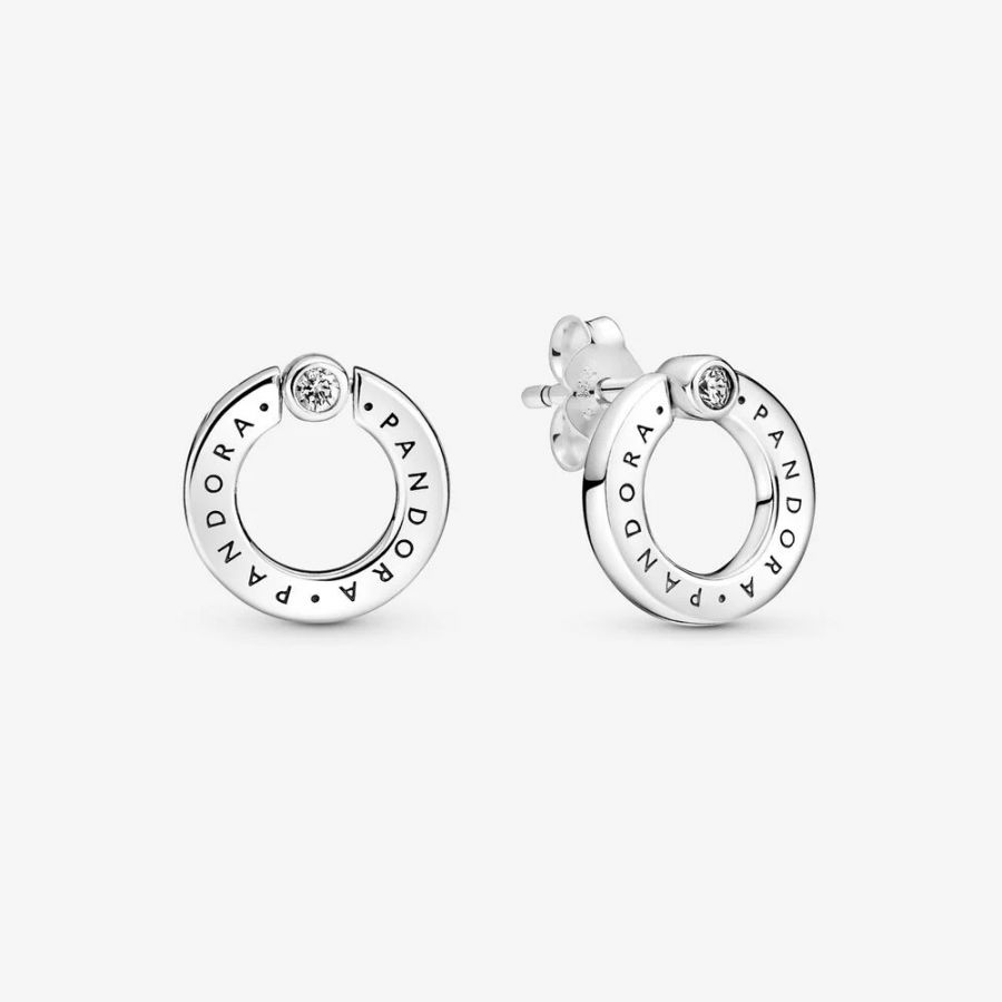 Pandora Pavé & Logo Circle Reversible Stud Earrings - Image 3