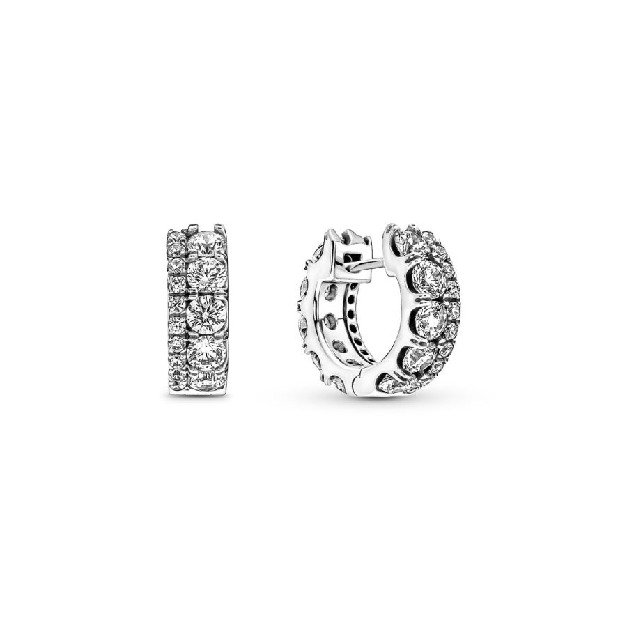 Pandora Double Band Pavé Hoop Earrings