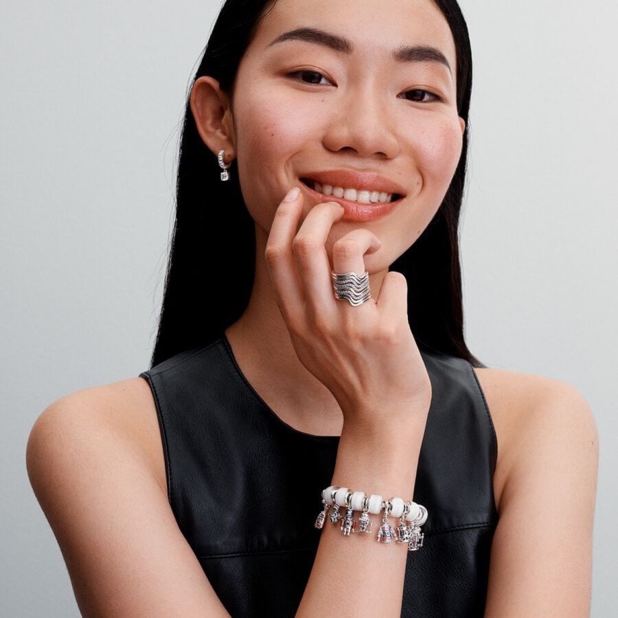 Pandora Pavé Dangle Hoop Earrings - Image 3