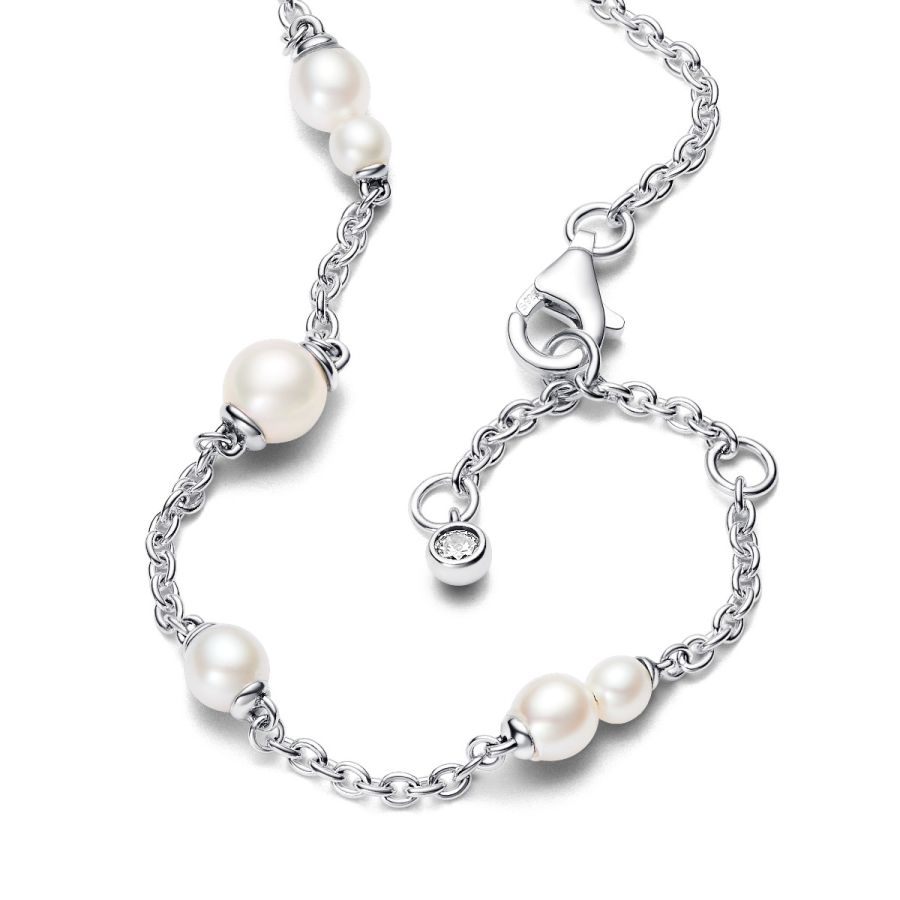 Pandora Treated Freshwater Cultured Pearl Station Chain Bracelet - Image 4