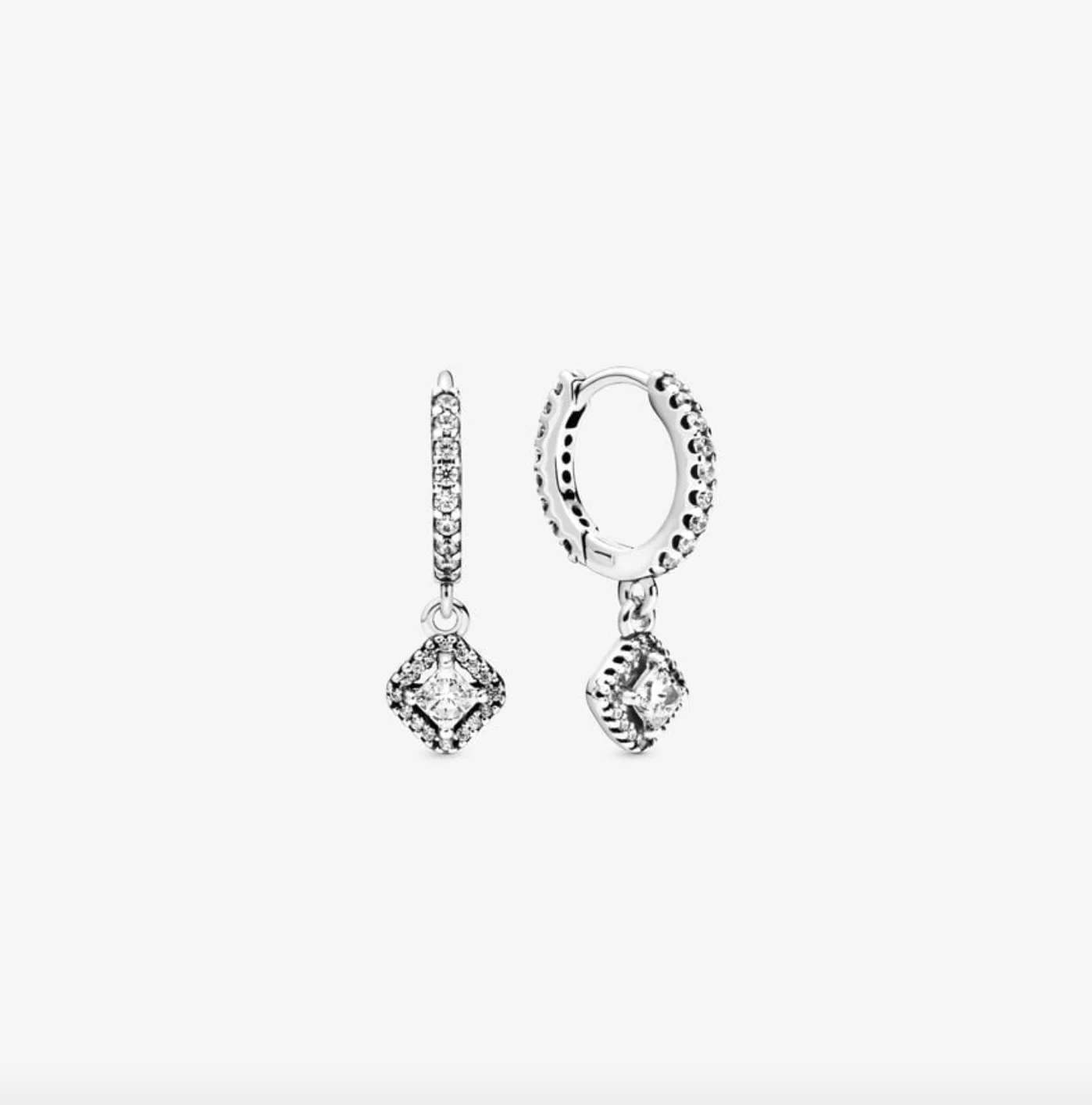 Pandora Square Sparkle Hoop Earrings