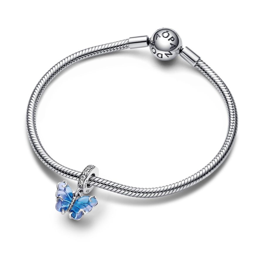 Pandora Blue Murano Glass Butterfly Dangle Charm - Image 5
