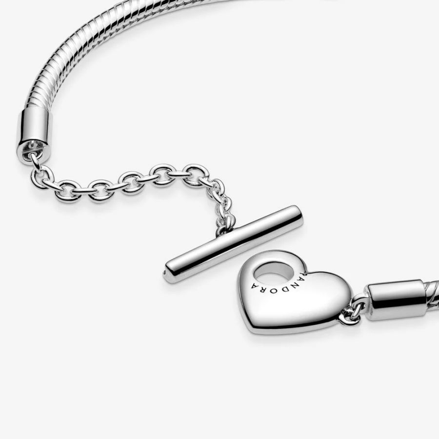 Pandora Heart T-Bar Snake Chain Bracelet - Image 6