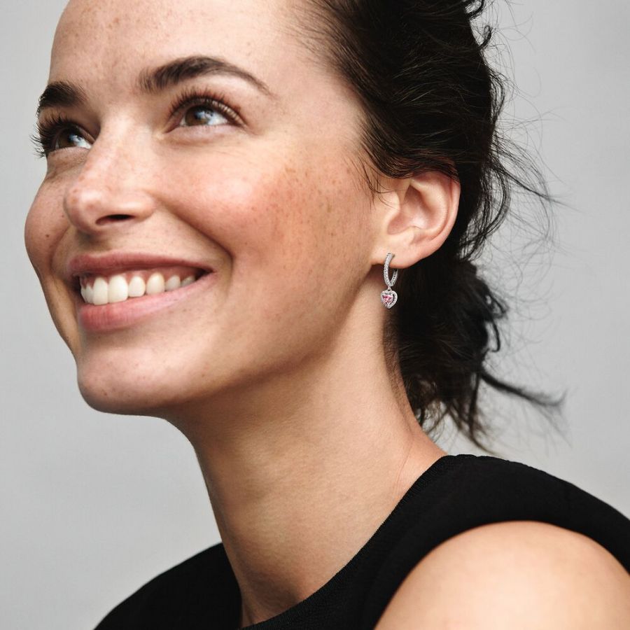 Pandora Sparkling Halo Heart Hoop Earrings - Image 3