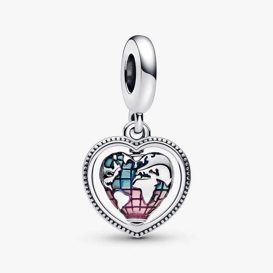 Pandora Family Spinning Heart Globe Dangle Charm