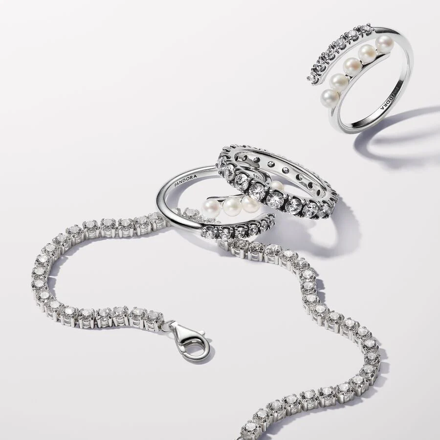 Pandora Treated Freshwater Cultured Pearls & Pavé Open Ring - Image 3