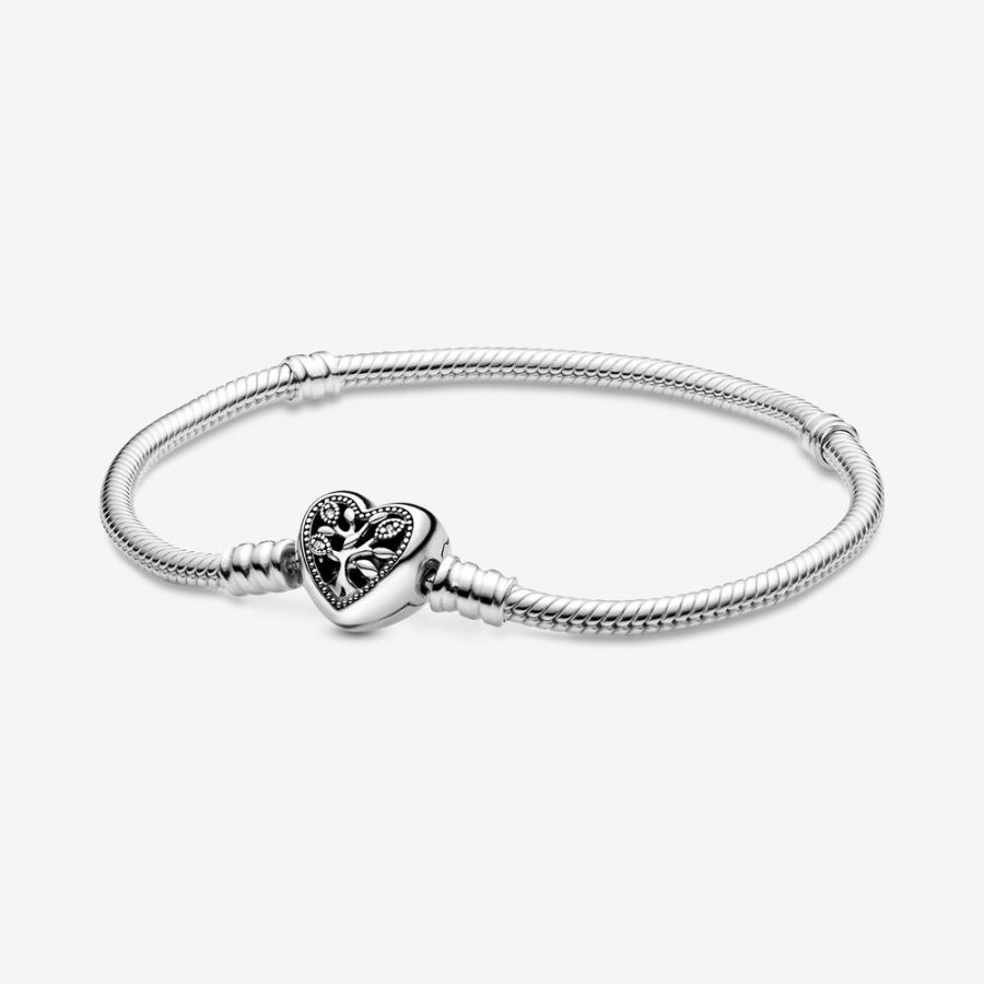 Pandora Family Tree Heart Clasp Snake Chain Bracelet - Image 6