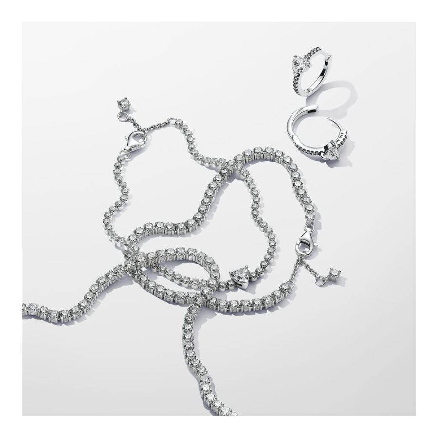 Pandora Sparkling Heart Hoop Earrings - Image 4