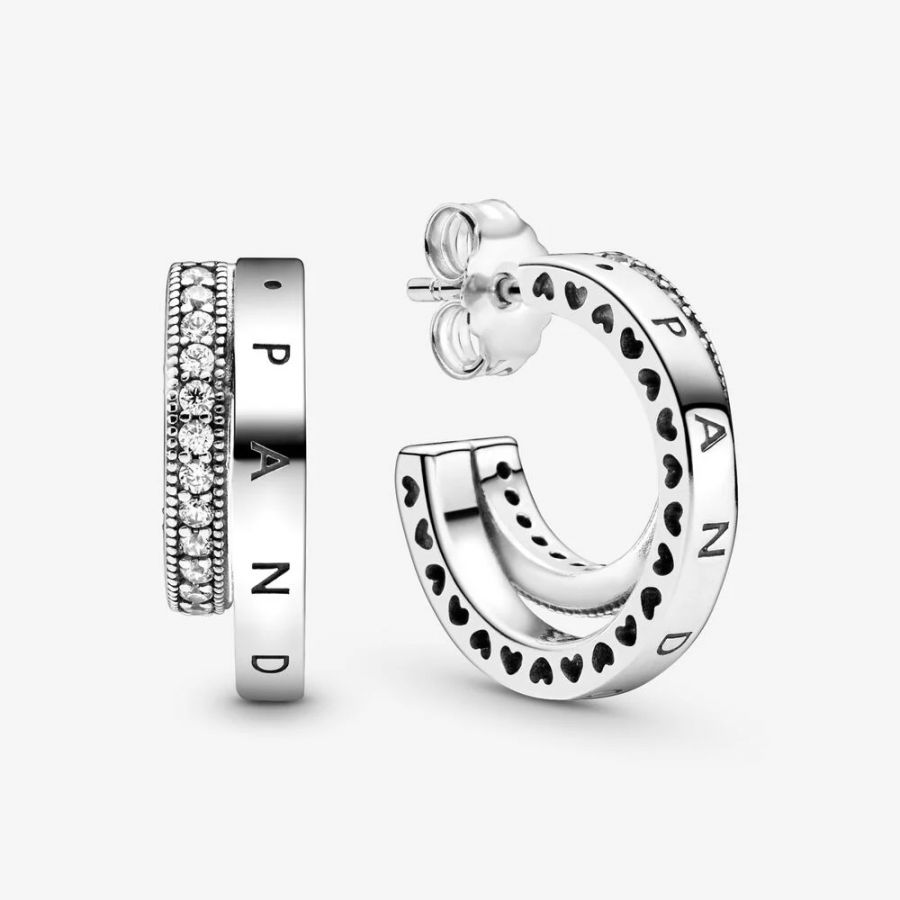 Pandora Pave Double Hoop Sterling