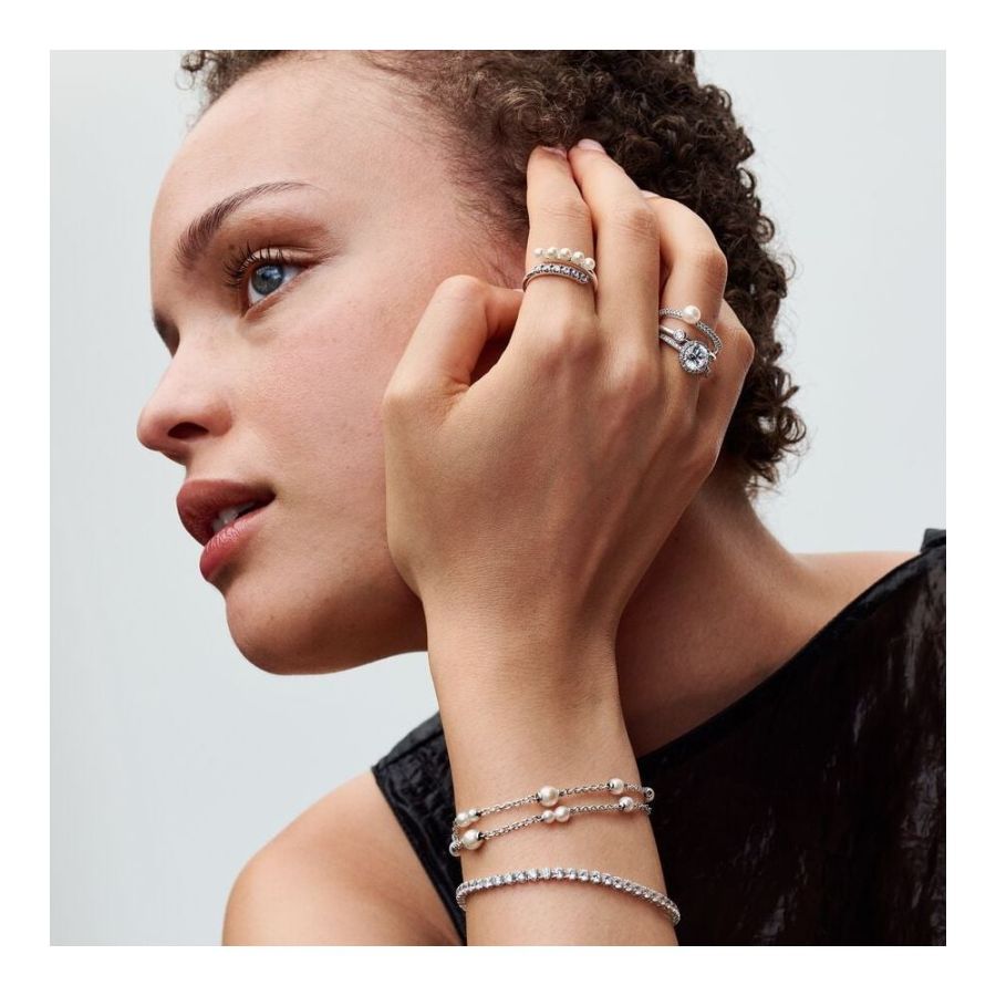 Pandora Treated Freshwater Cultured Pearl Station Chain Bracelet - Image 3