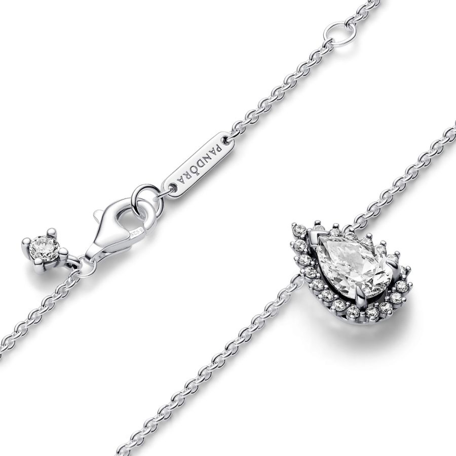 Pandora Sparkling Pear Halo Collier Necklace - Image 5