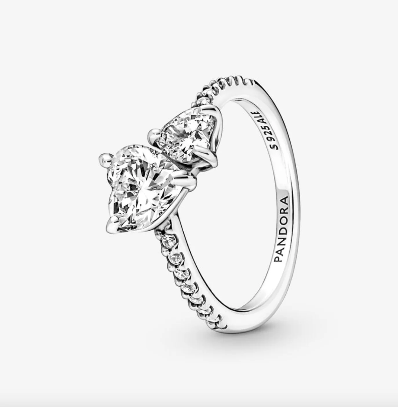 Pandora Double Heart Sparkling Ring