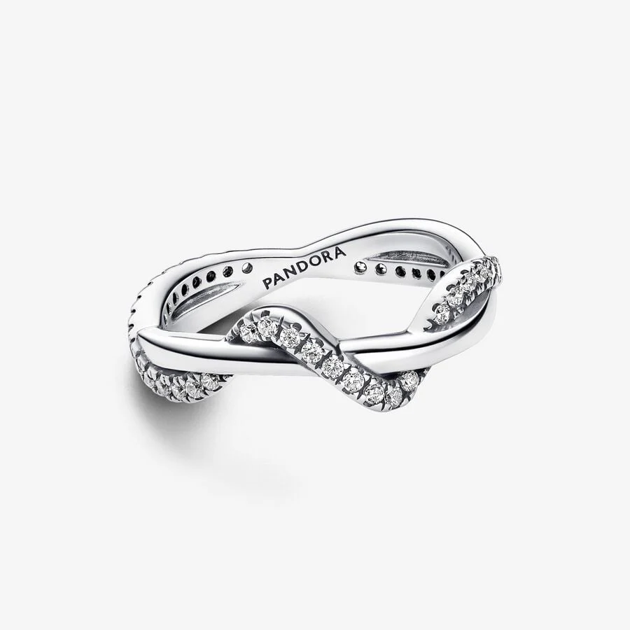 Pandora Sparkling Intertwined Wave Ring - Image 4