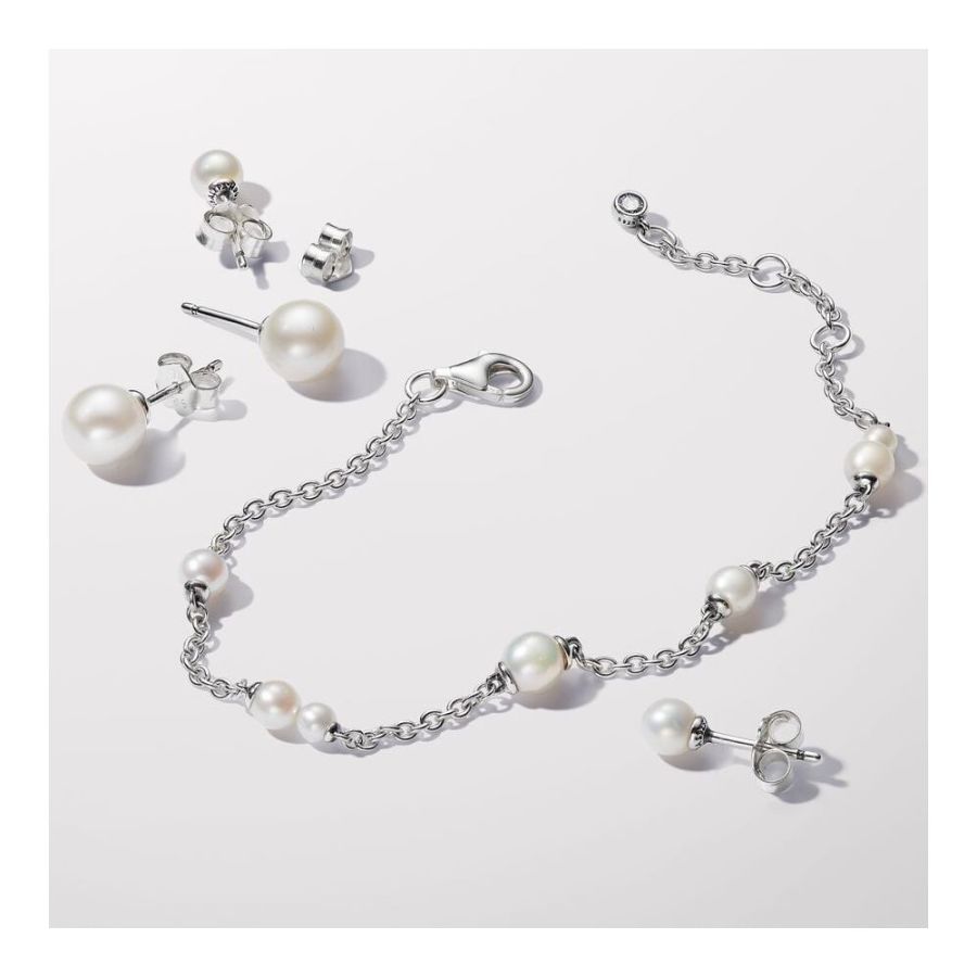 Pandora Treated Freshwater Cultured Pearl Station Chain Bracelet - Image 5