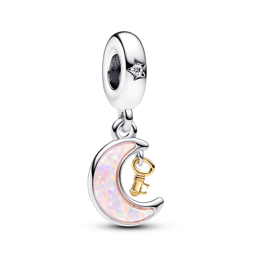 Pandora Two-Tone Key & Moon Dangle Charm