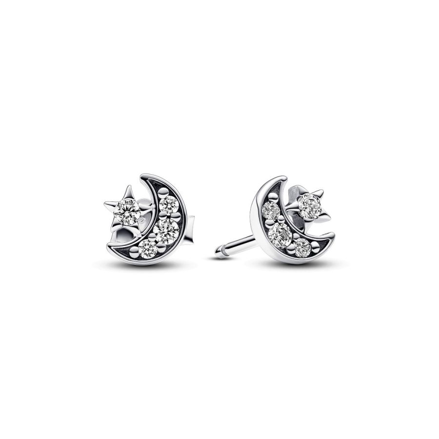Pandora Sparkling Moon & Star Stud Earrings