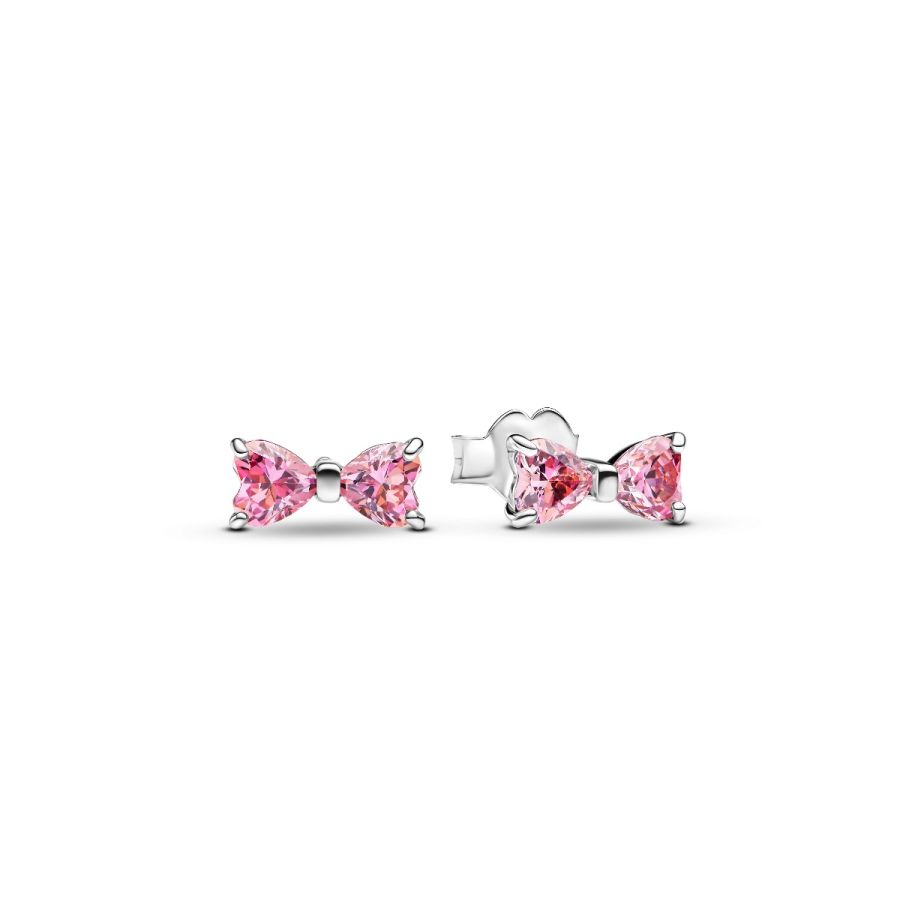 Pandora Sparkling Pink Bow Stud Earrings