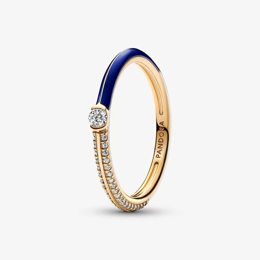 Pandora Pavé & Blue Dual Ring